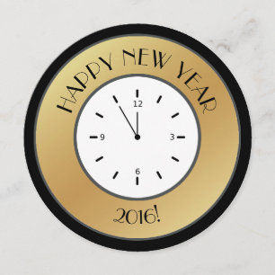 Imitate Gold Foil Clock Mitternacht glücklich Neue Einladung