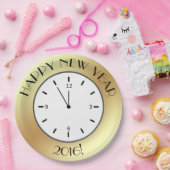 Imitate Gold Foil Clock Mitternacht glücklich Neue Pappteller (Party)