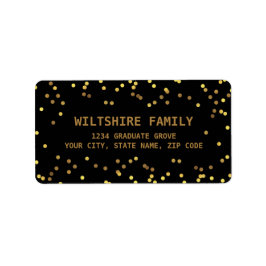 Imitate Gold Foil Confetti Black Adressaufkleber