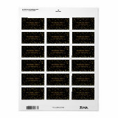 Imitate Gold Foil Confetti Black Adressaufkleber (Vorne)