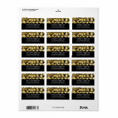 Imitate Gold Foil Confetti Black Adressaufkleber (Vorne)