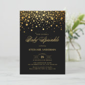 Imitate Gold Foil Confetti Black Baby Sprinkle Einladung (Stehend Vorderseite)