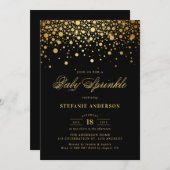 Imitate Gold Foil Confetti Black Baby Sprinkle Einladung (Vorne/Hinten)