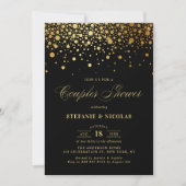 Imitate Gold Foil Confetti Black Couples Dusche Einladung (Vorderseite)