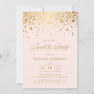 Imitate Gold Foil Confetti Blush Sweet 16 Party Einladung
