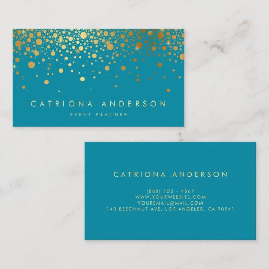 Imitate Gold Foil Confetti Business Card | AQUAMAR Visitenkarte (Vorne/Hinten)