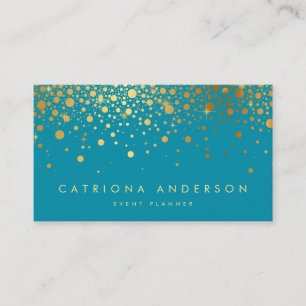 Imitate Gold Foil Confetti Business Card Aquamar Visitenkarte