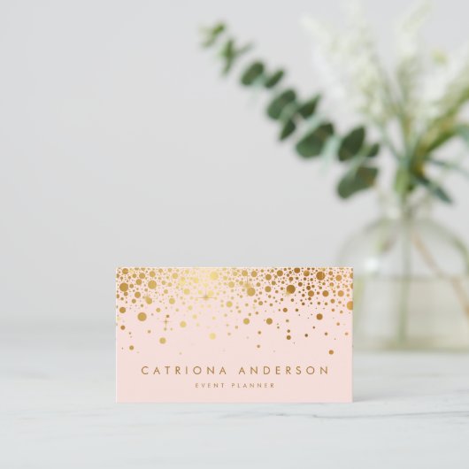 Imitate Gold Foil Confetti Business Card | Blüte Visitenkarte (Stehend Vorderseite)
