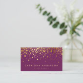 Imitate Gold Foil Confetti Business Card | LILA II Visitenkarte (Stehend Vorderseite)