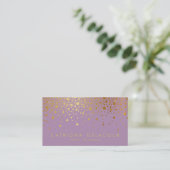 Imitate Gold Foil Confetti Business Card | Lilac Visitenkarte (Stehend Vorderseite)