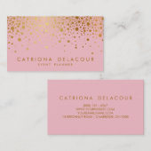 Imitate Gold Foil Confetti Business Card | Rosa Visitenkarte (Vorne/Hinten)