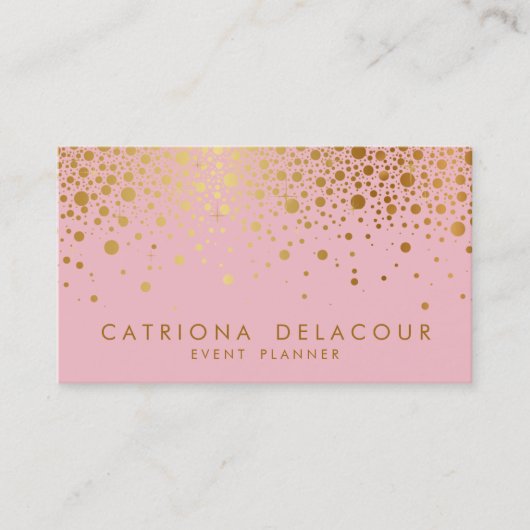 Imitate Gold Foil Confetti Business Card | Rosa Visitenkarte (Vorderseite)