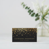 Imitate Gold Foil Confetti Business Card | Schwarz Visitenkarte (Stehend Vorderseite)