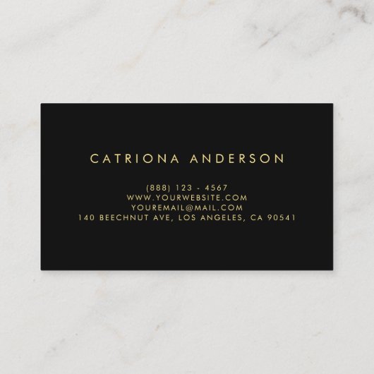 Imitate Gold Foil Confetti Business Card | Schwarz Visitenkarte (Rückseite)