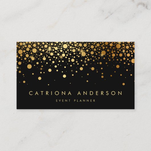 Imitate Gold Foil Confetti Business Card | Schwarz Visitenkarte (Vorderseite)