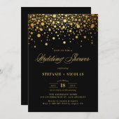 Imitate Gold Foil Confetti Dots Black Polterabend Einladung (Vorne/Hinten)
