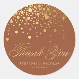Imitate Gold Foil Confetti Dots Danke Terracotta Runder Aufkleber
