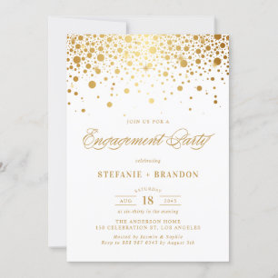Imitate Gold Foil Confetti Dots Engagement Partei Einladung