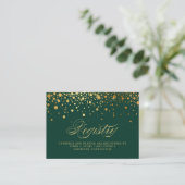Imitate Gold Foil Confetti Dots Green Registrierun Platzkarte (Stehend Vorderseite)