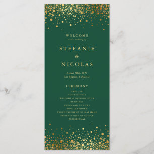 Imitate Gold Foil Confetti Dots Grüne Hochzeit Programm