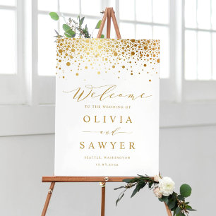 Imitate Gold Foil Confetti Dots Hochzeit Begrüßung Poster