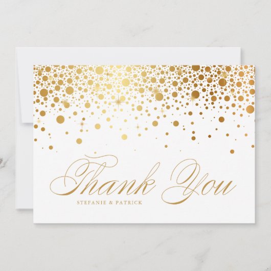 Imitate Gold Foil Confetti Dots Hochzeit Dankeskarte (Vorderseite)
