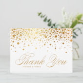 Imitate Gold Foil Confetti Dots Hochzeit Dankeskarte (Stehend Vorderseite)