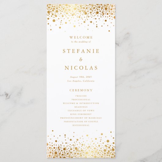 Imitate Gold Foil Confetti Dots Hochzeit Programm (Vorderseite)