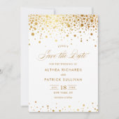 Imitate Gold Foil Confetti Dots Hochzeit Save The Date (Vorderseite)