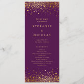 Imitate Gold Foil Confetti Dots Lila Hochzeit Programm (Vorderseite)