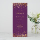 Imitate Gold Foil Confetti Dots Lila Hochzeit Programm (Stehend Vorderseite)