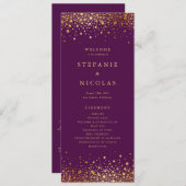 Imitate Gold Foil Confetti Dots Lila Hochzeit Programm (Vorne/Hinten)