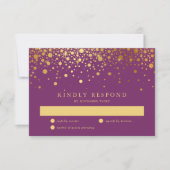 Imitate Gold Foil Confetti Dots Lila RSVP Card (Vorderseite)