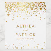 Imitate Gold Foil Confetti Dots Moderne Hochzeit Weinetikett (Einzelnes Label)