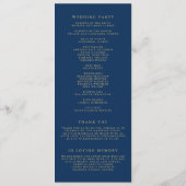 Imitate Gold Foil Confetti Dots Navy Blue Wedding Programm (Rückseite)