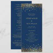 Imitate Gold Foil Confetti Dots Navy Blue Wedding Programm (Vorne/Hinten)