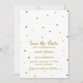 Imitate Gold Foil Confetti Dots Save the Date (Vorderseite)