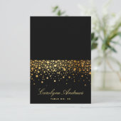 Imitate Gold Foil Confetti Dots Schwarze Platzkart Einladung (Stehend Vorderseite)