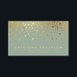 Imitate Gold Foil Confetti Dots Seite Grün Visitenkarte<br><div class="desc">Mit dieser individuell gestaltbaren Visitenkarte machen Sie einen ersten Eindruck. Es zeigt Imitate Goldfolie Konfetti Punkte und minimalistische Typografie. Personalisieren Sie diese,  indem Sie Ihre Daten hinzufügen. Diese schlanke grüne Visitenkarte ist perfekt für Designer,  Stylist und mehr.</div>
