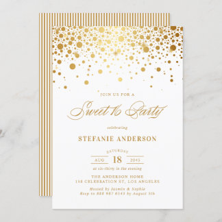 Imitate Gold Foil Confetti Dots Sweet 16 Party Einladung