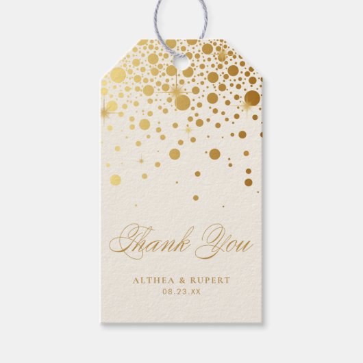 Imitate Gold Foil Confetti Dots Vielen Dank | Elfe Geschenkanhänger (Vorderseite)