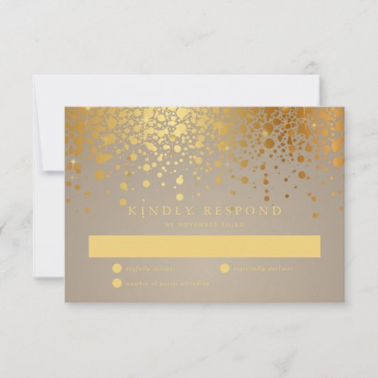 Imitate Gold Foil Confetti Dots Wedding RSVP Card  (Vorderseite)