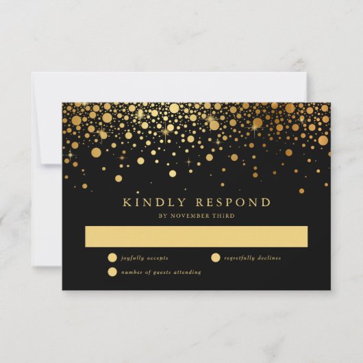 Imitate Gold Foil Confetti Dots Wedding RSVP Card (Vorderseite)