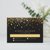 Imitate Gold Foil Confetti Dots Wedding RSVP Card (Stehend Vorderseite)