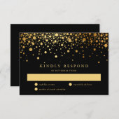 Imitate Gold Foil Confetti Dots Wedding RSVP Card (Vorne/Hinten)
