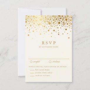 Imitate Gold Foil Confetti Dots Wedding RSVP   Elf Karte