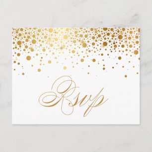 Imitate Gold Foil Confetti Dots Wedding RSVP Postk Einladungspostkarte