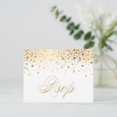 Imitate Gold Foil Confetti Dots Wedding RSVP Postk Einladungspostkarte (Stehend Vorderseite)