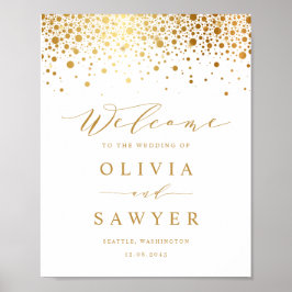 Imitate Gold Foil Confetti Dots White Wedding Will Poster