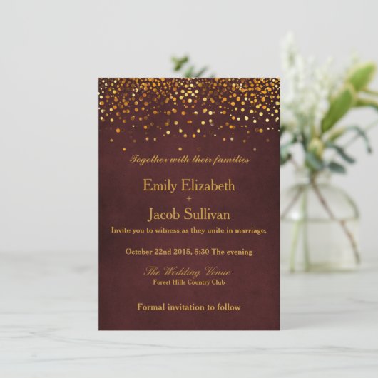 Imitate Gold Foil Confetti Elegant Wedding Rett D Save The Date (Stehend Vorderseite)